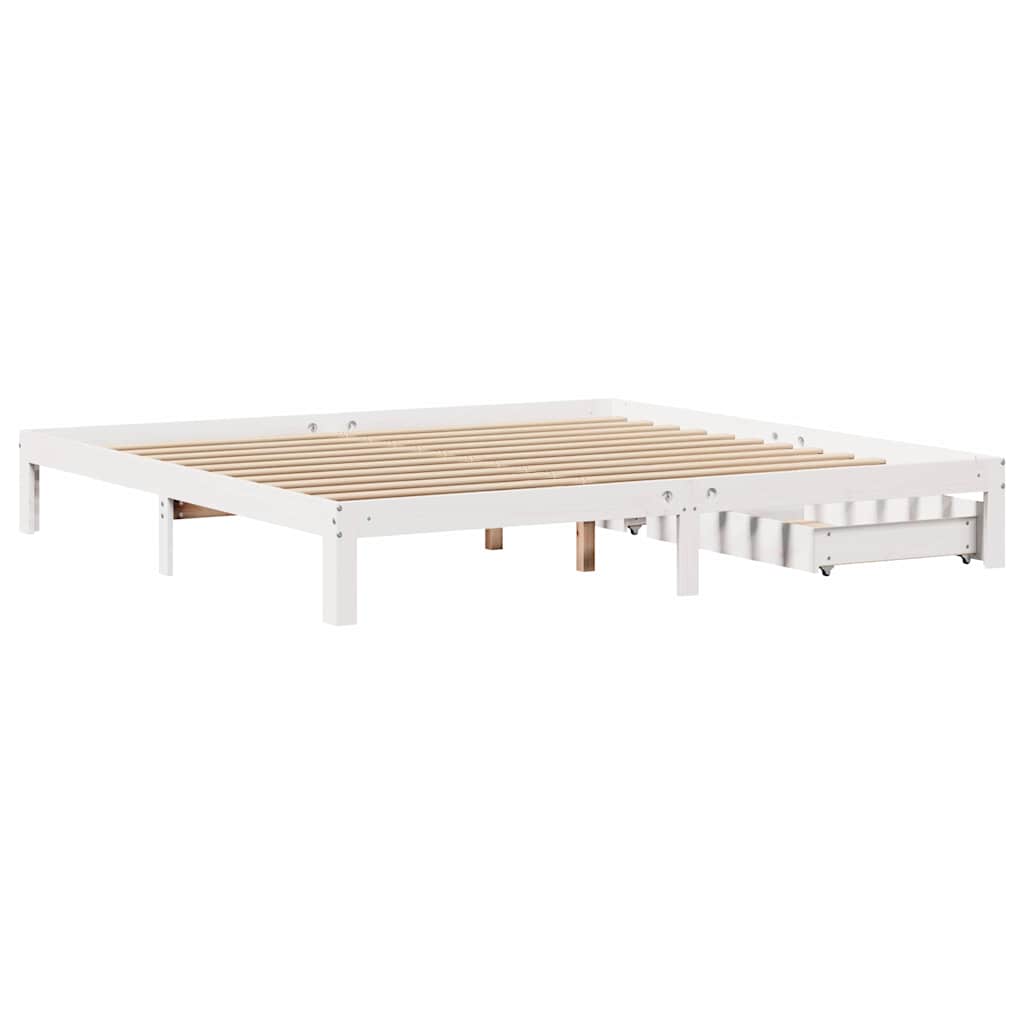 Bedframe met lades massief grenenhout wit 180x200 cm is nu te koop bij PeponiXL, paradijselijk wonen!