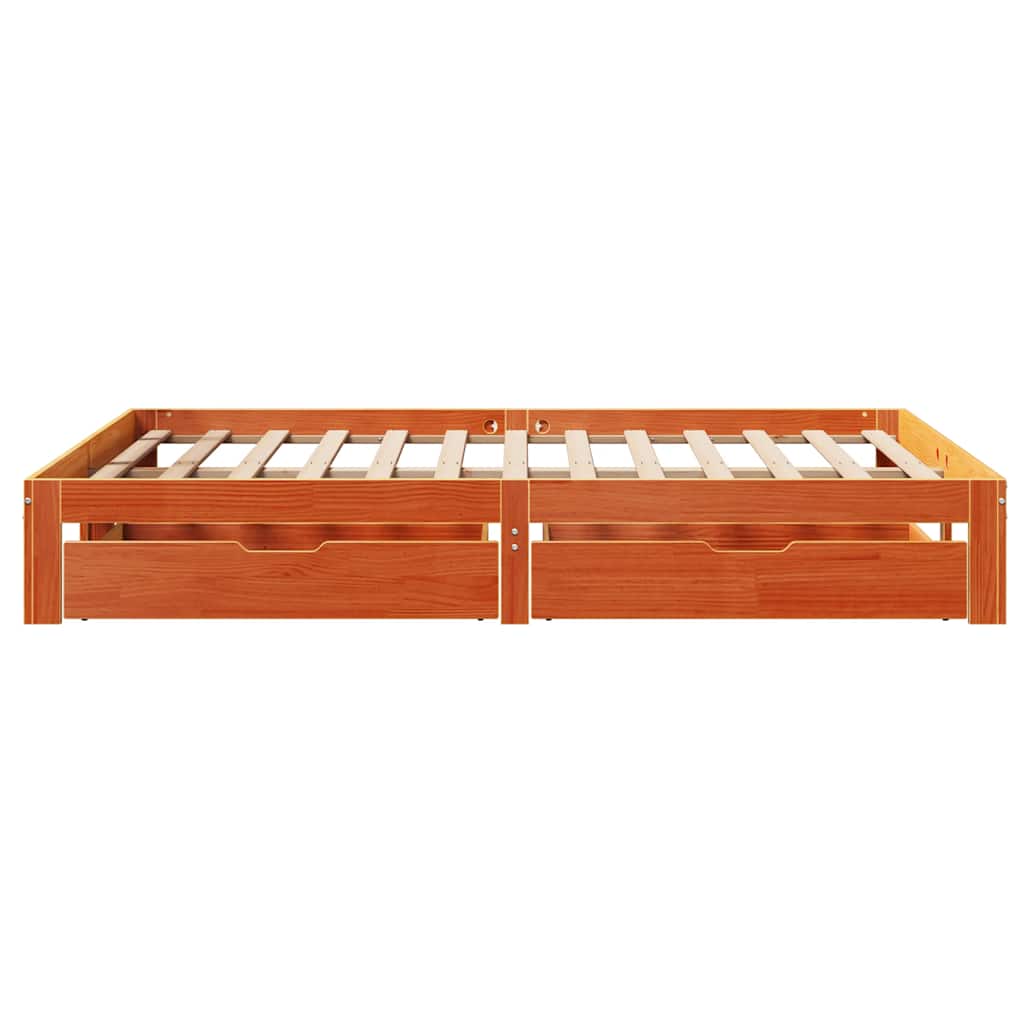 Bedframe met lades massief grenenhout wasbruin 120x190 cm is nu te koop bij PeponiXL, paradijselijk wonen!