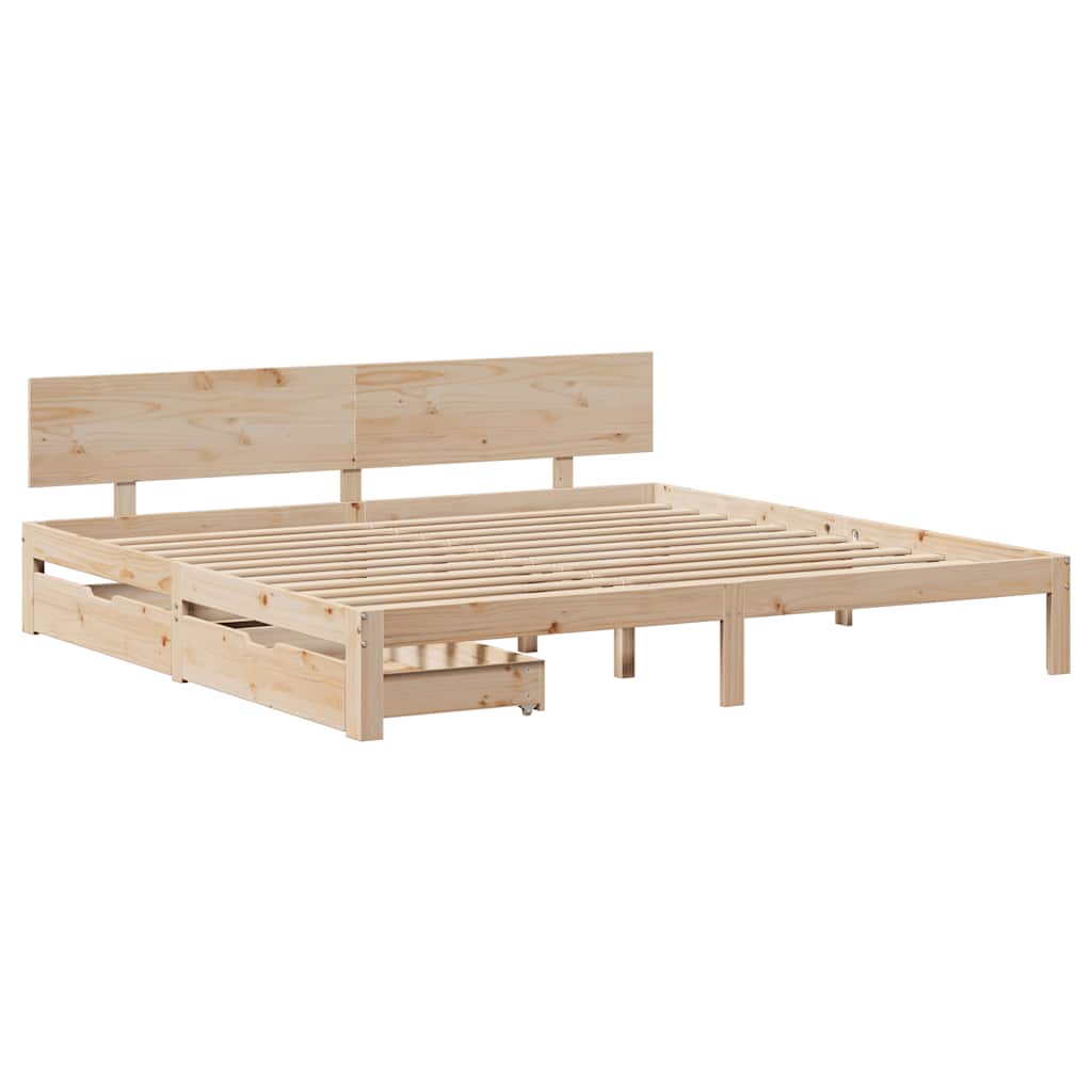 Bedframe met lades massief grenenhout 200x200 cm is nu te koop bij PeponiXL, paradijselijk wonen!
