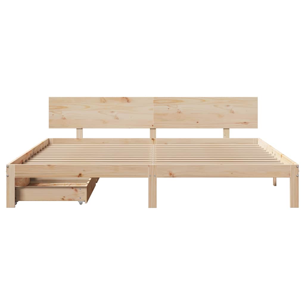 Bedframe met lades massief grenenhout 200x200 cm is nu te koop bij PeponiXL, paradijselijk wonen!