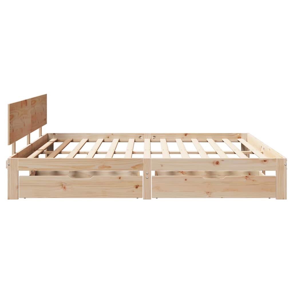 Bedframe met lades massief grenenhout 200x200 cm is nu te koop bij PeponiXL, paradijselijk wonen!