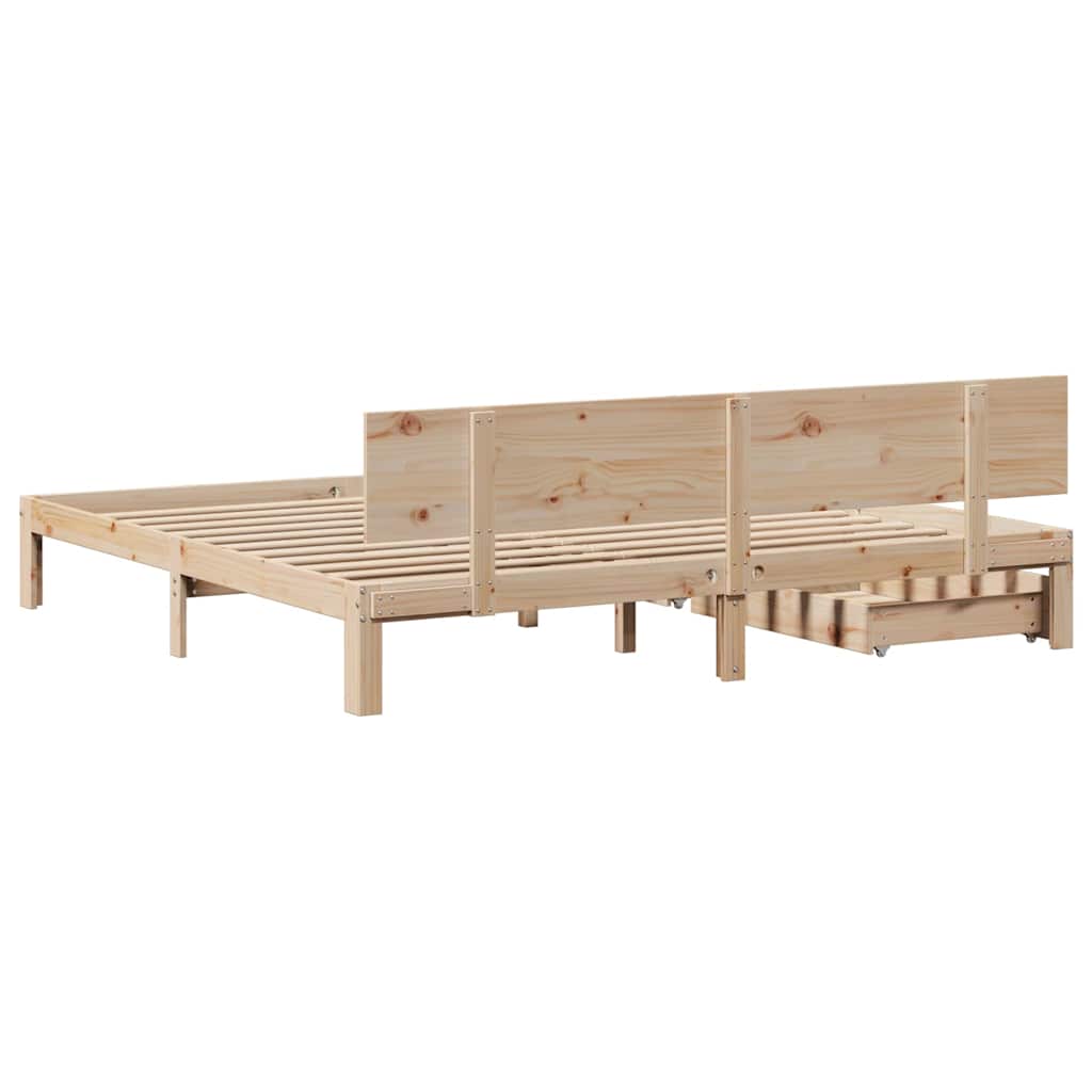 Bedframe met lades massief grenenhout 200x200 cm is nu te koop bij PeponiXL, paradijselijk wonen!