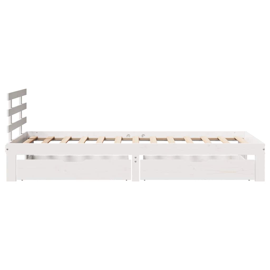 Bedframe met lades massief grenenhout wit 75x190 cm is nu te koop bij PeponiXL, paradijselijk wonen!