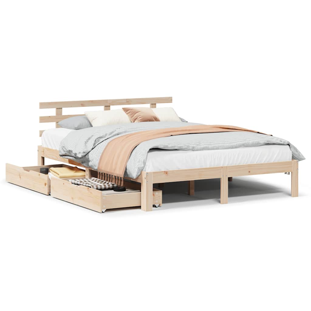 Bedframe met lades massief grenenhout 120x190 cm is nu te koop bij PeponiXL, paradijselijk wonen!