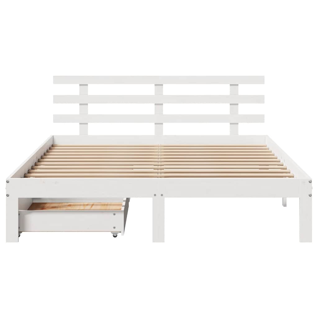 Bedframe met lades massief grenenhout wit 120x190 cm is nu te koop bij PeponiXL, paradijselijk wonen!