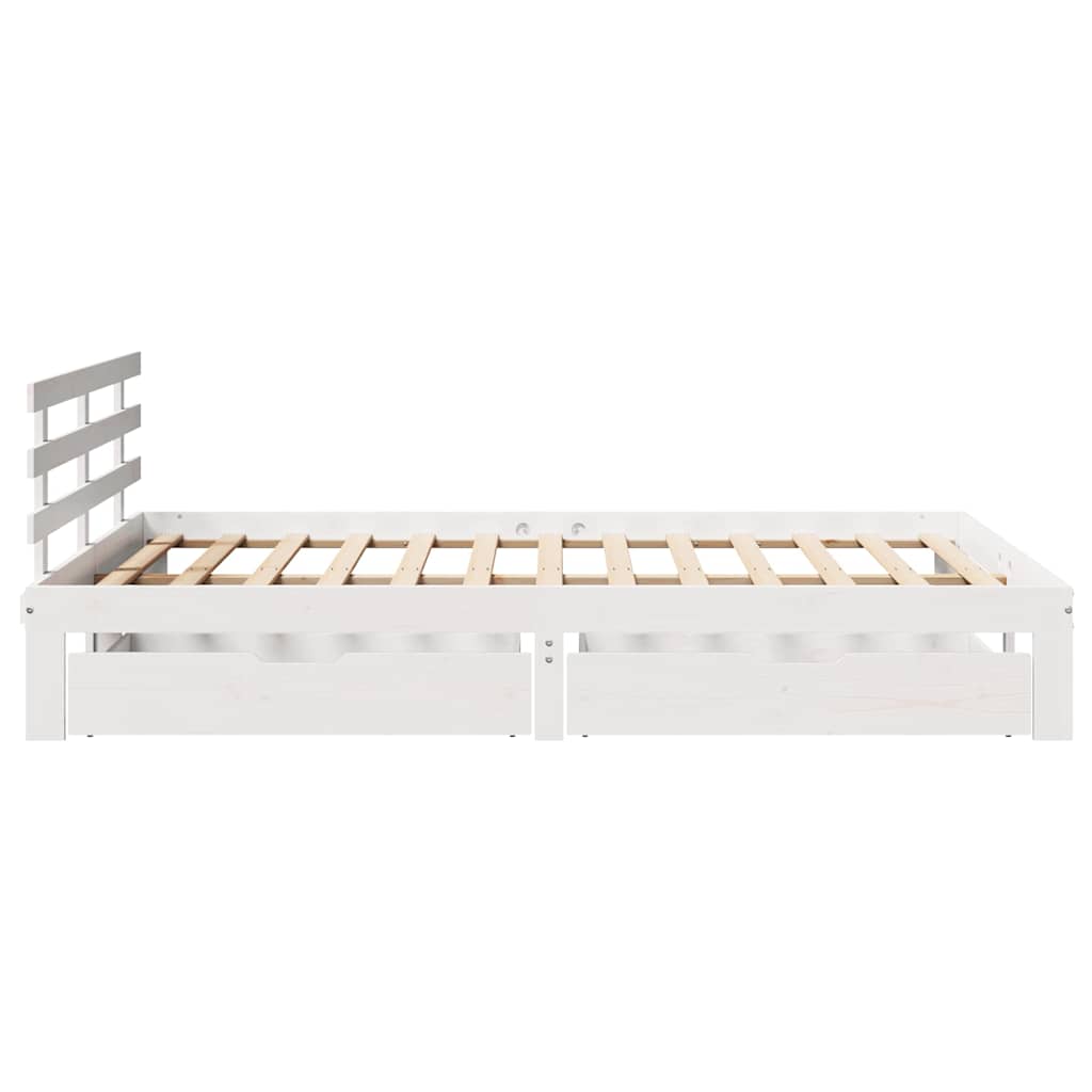 Bedframe met lades massief grenenhout wit 135x190 cm is nu te koop bij PeponiXL, paradijselijk wonen!