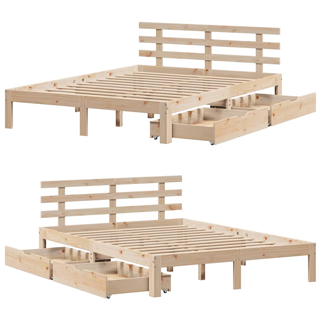 Bedframe met lades massief grenenhout 140x190 cm is nu te koop bij PeponiXL, paradijselijk wonen!