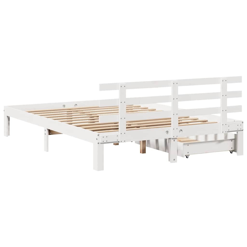 Bedframe met lades massief grenenhout wit 140x190 cm is nu te koop bij PeponiXL, paradijselijk wonen!