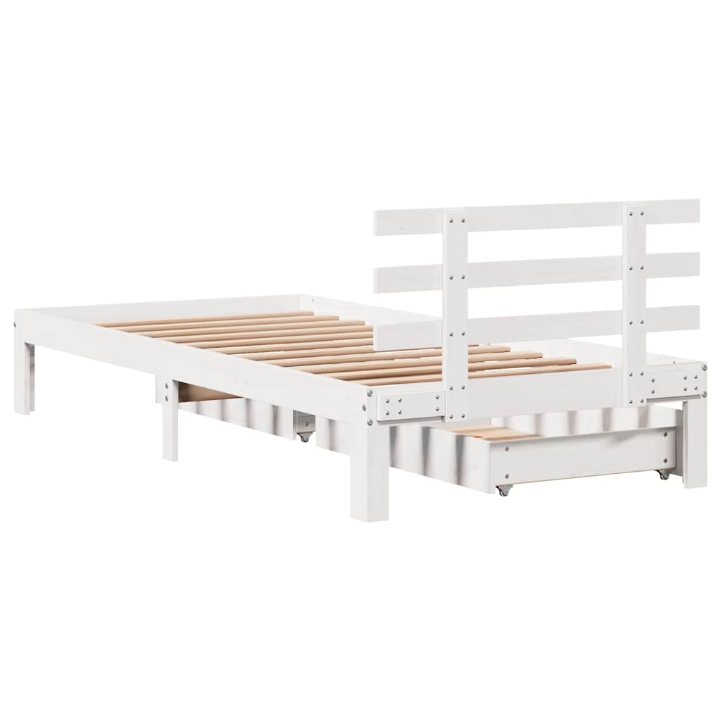 Bedframe met lades massief grenenhout wit 90x200 cm is nu te koop bij PeponiXL, paradijselijk wonen!