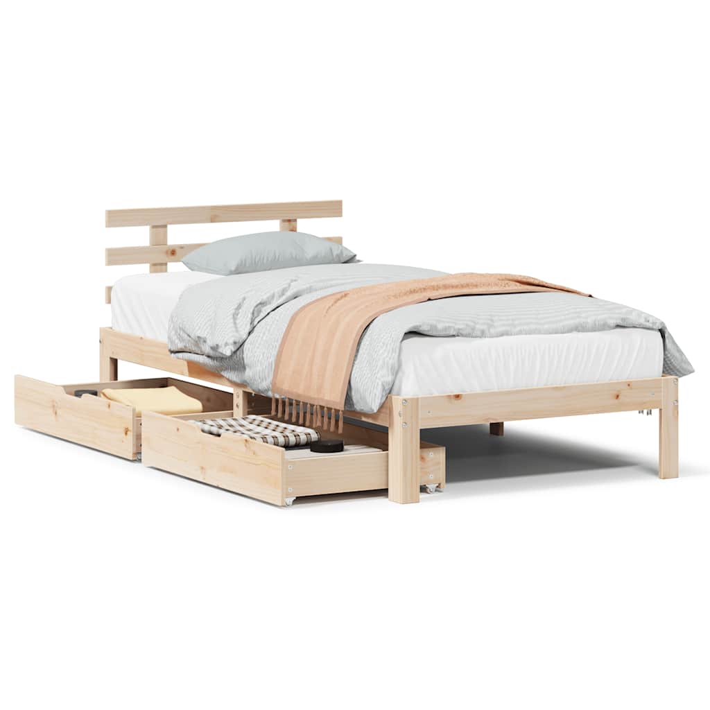 Bedframe met lades 100x200 cm massief grenenhout is nu te koop bij PeponiXL, paradijselijk wonen!
