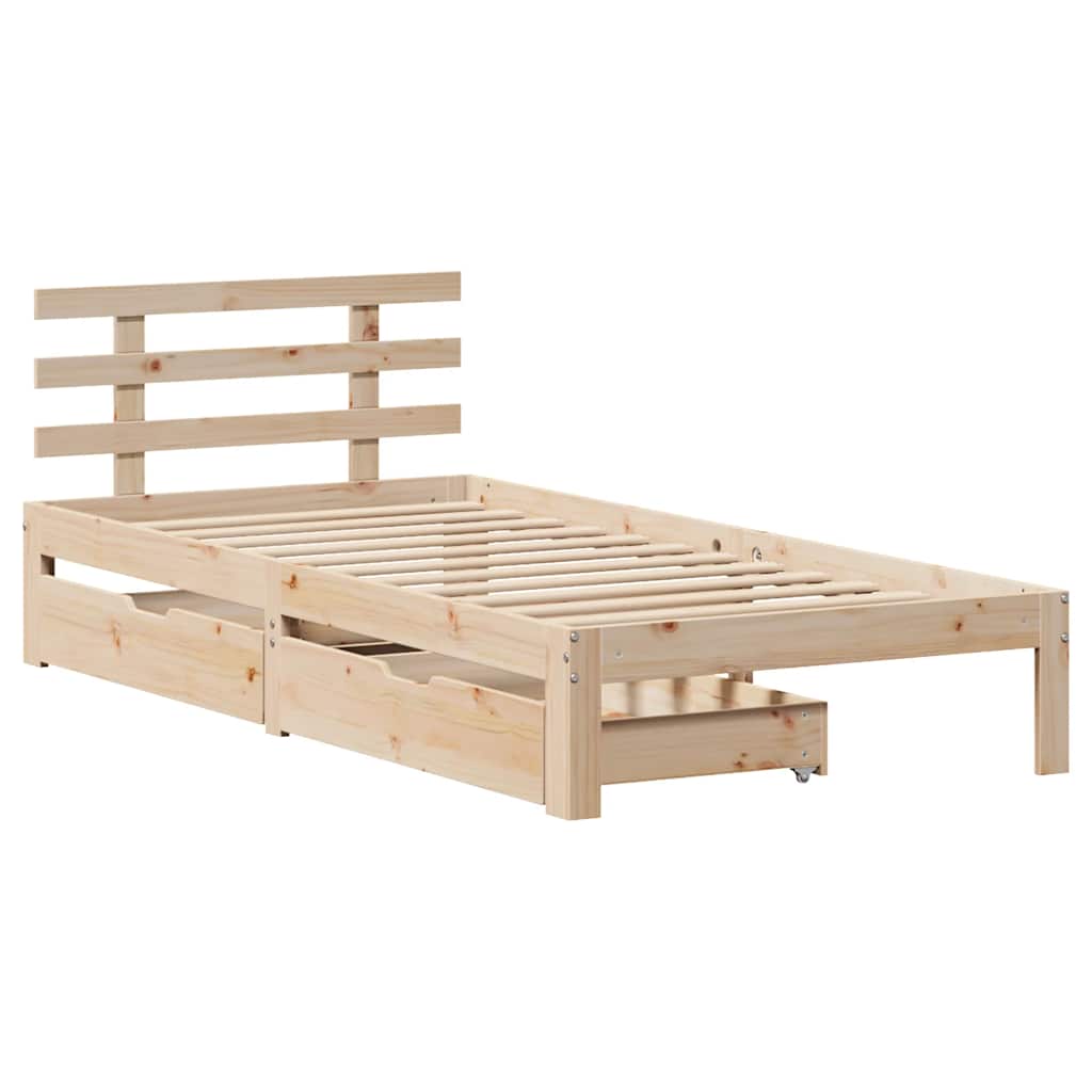 Bedframe met lades 100x200 cm massief grenenhout is nu te koop bij PeponiXL, paradijselijk wonen!