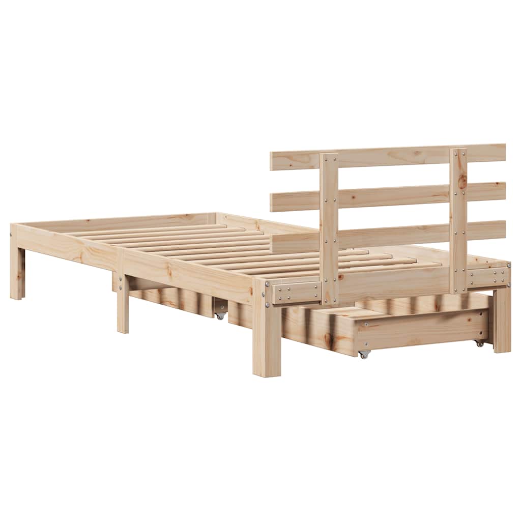 Bedframe met lades 100x200 cm massief grenenhout is nu te koop bij PeponiXL, paradijselijk wonen!