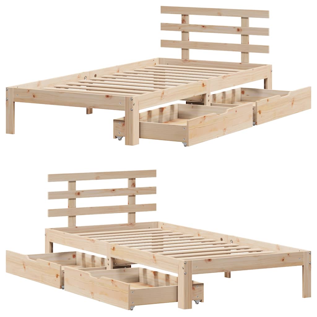 Bedframe met lades 100x200 cm massief grenenhout is nu te koop bij PeponiXL, paradijselijk wonen!