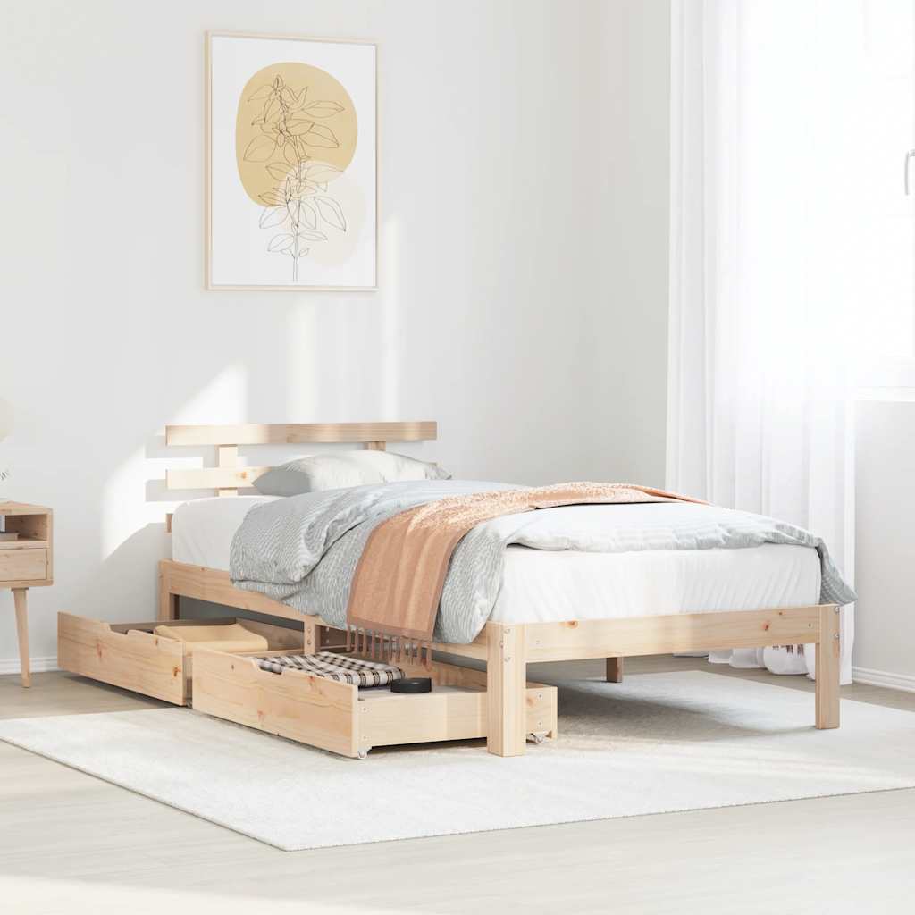 Bedframe met lades 100x200 cm massief grenenhout is nu te koop bij PeponiXL, paradijselijk wonen!