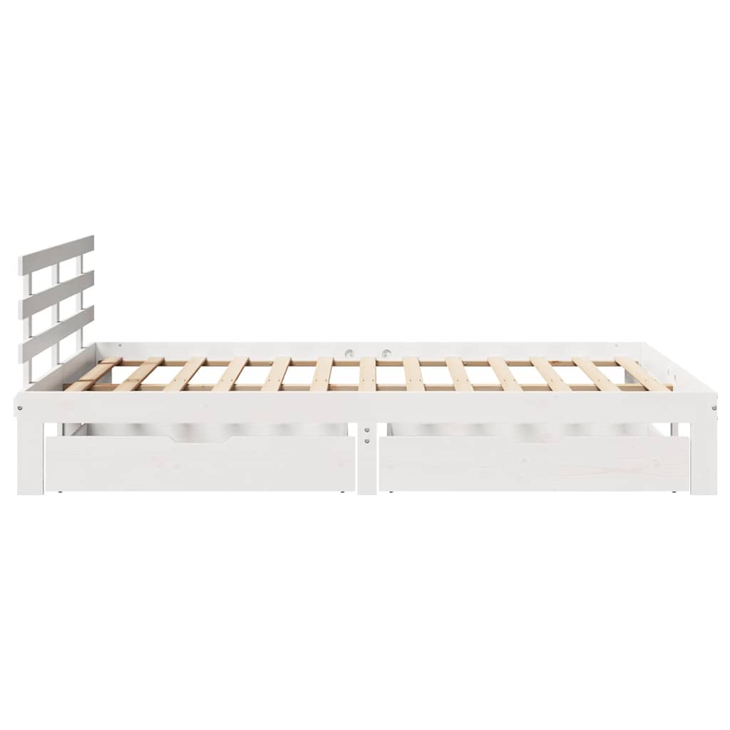 Bedframe met lades massief grenenhout wit 140x200 cm is nu te koop bij PeponiXL, paradijselijk wonen!