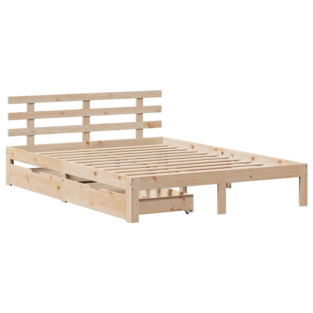 Bedframe met lades massief grenenhout 150x200 cm is nu te koop bij PeponiXL, paradijselijk wonen!