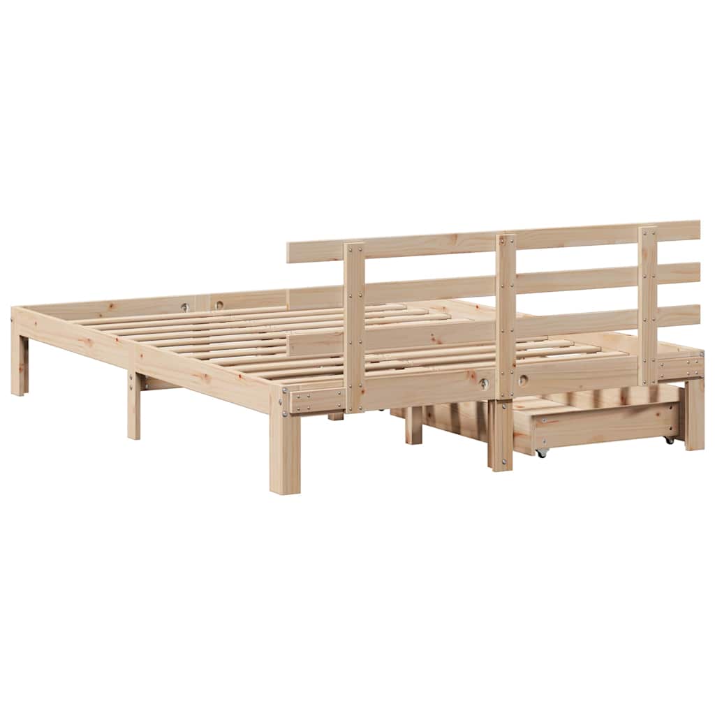 Bedframe met lades massief grenenhout 150x200 cm is nu te koop bij PeponiXL, paradijselijk wonen!