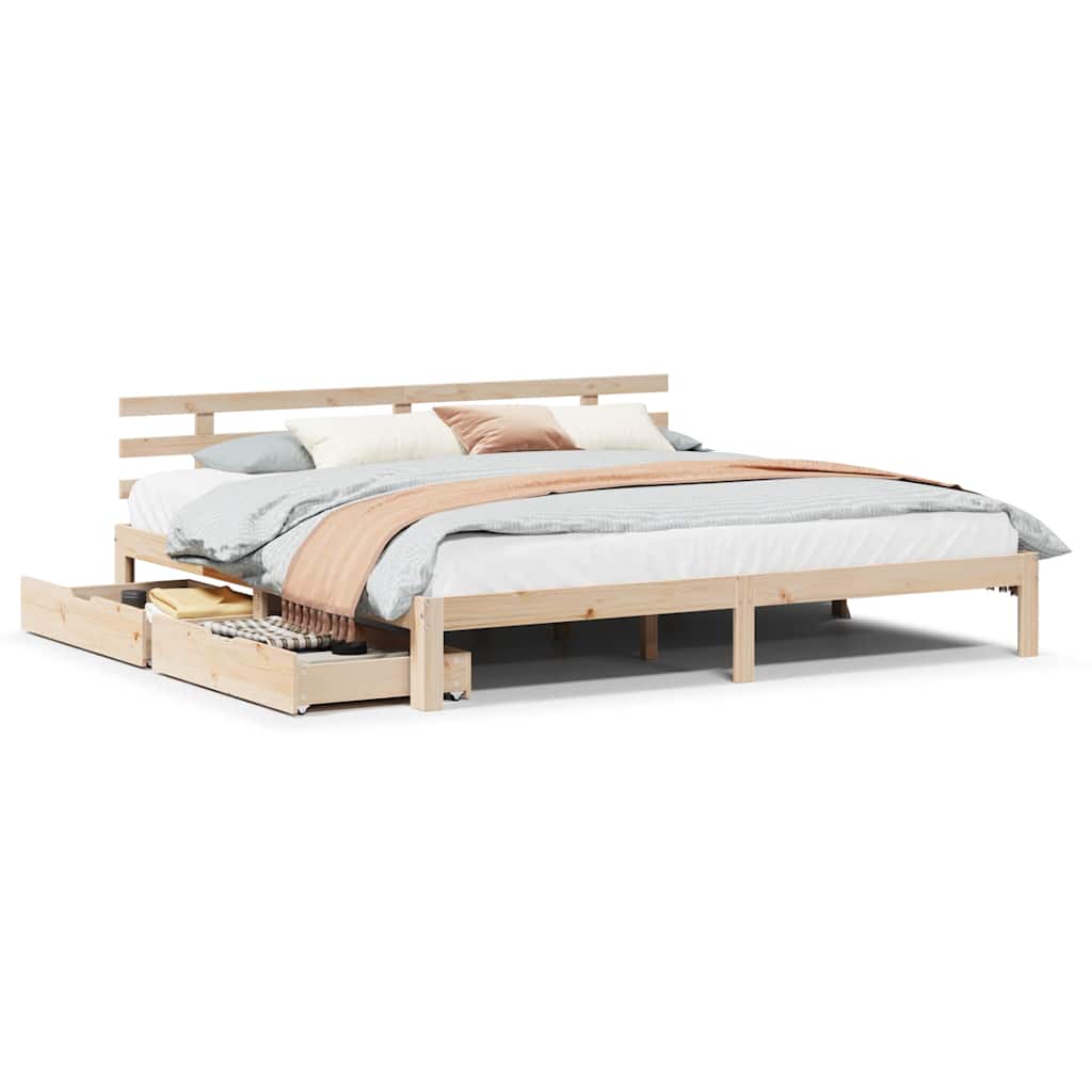 Bedframe met lades massief grenenhout 180x200 cm is nu te koop bij PeponiXL, paradijselijk wonen!