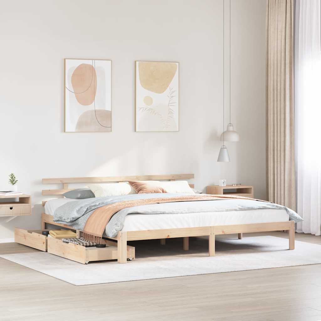 Bedframe met lades massief grenenhout 180x200 cm is nu te koop bij PeponiXL, paradijselijk wonen!