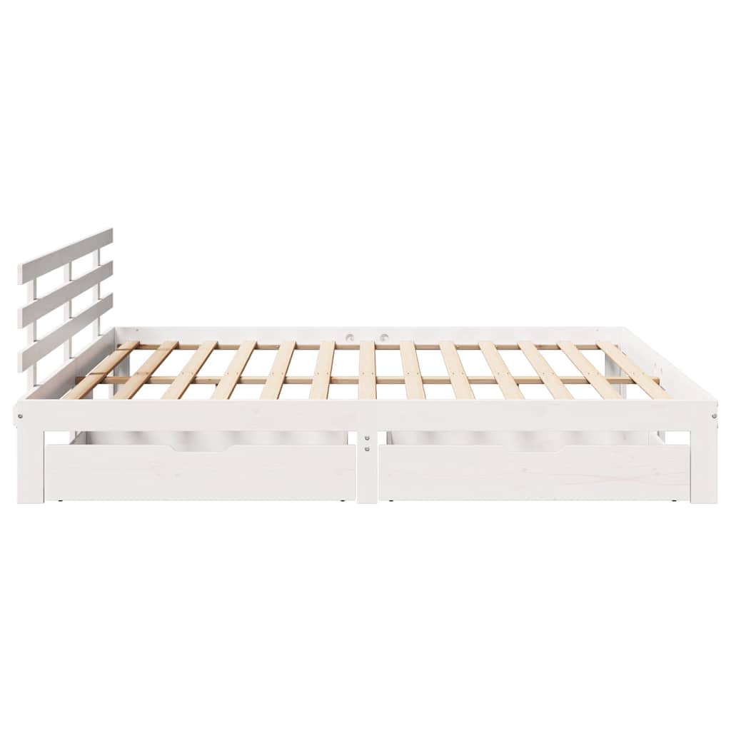 Bedframe met lades massief grenenhout wit 180x200 cm is nu te koop bij PeponiXL, paradijselijk wonen!