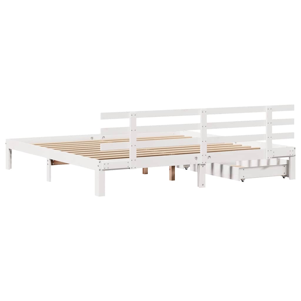 Bedframe met lades massief grenenhout wit 180x200 cm is nu te koop bij PeponiXL, paradijselijk wonen!