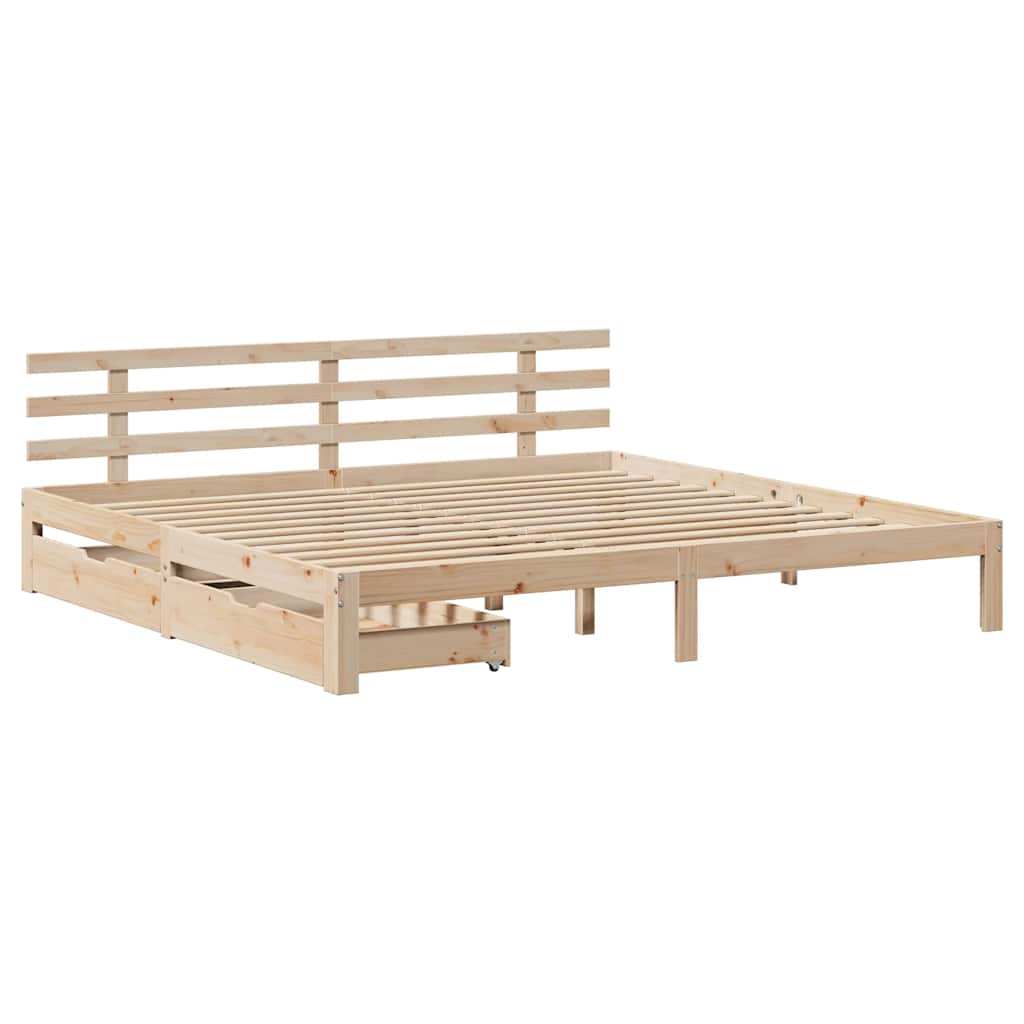 Bedframe met lades massief grenenhout 200x200 cm is nu te koop bij PeponiXL, paradijselijk wonen!