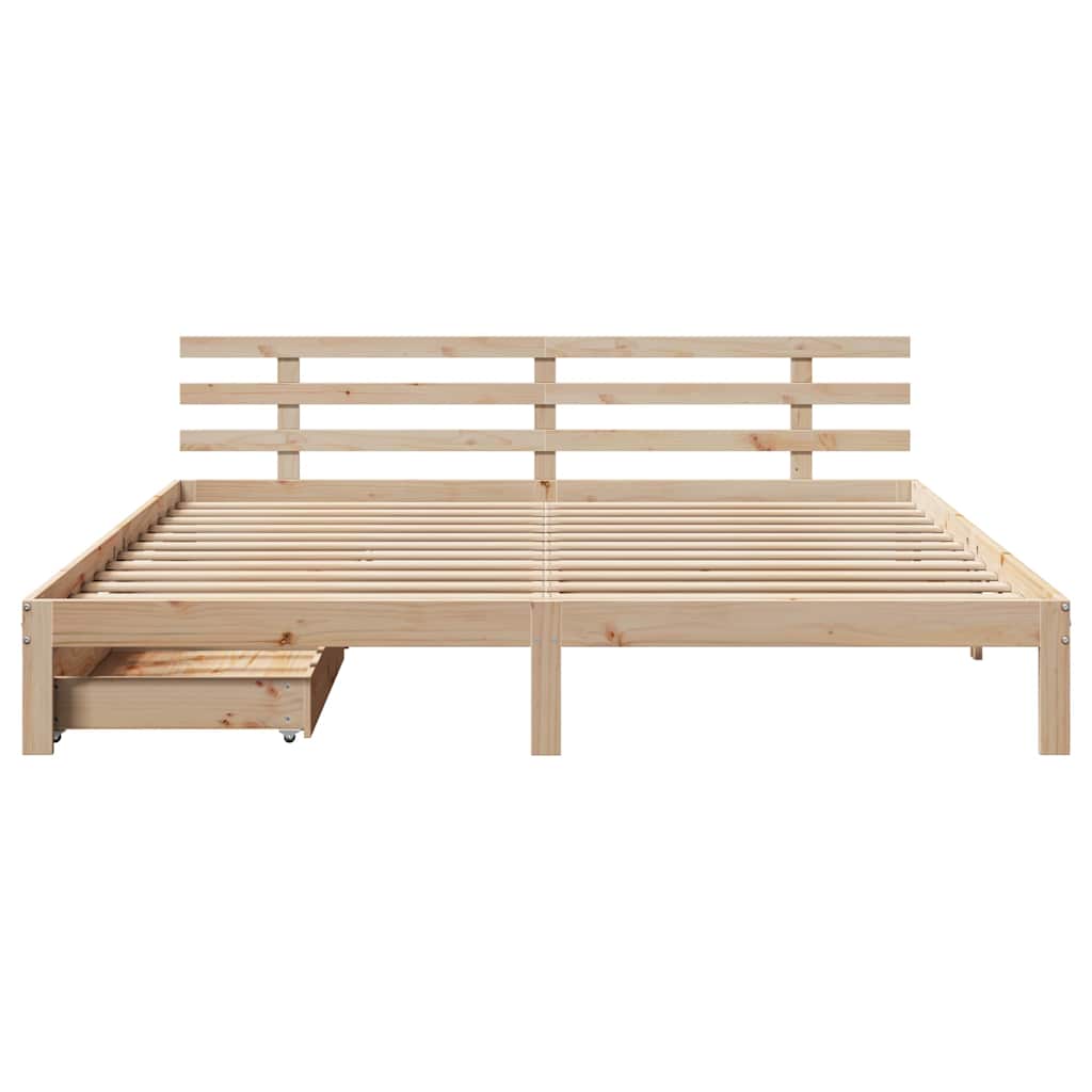 Bedframe met lades massief grenenhout 200x200 cm is nu te koop bij PeponiXL, paradijselijk wonen!