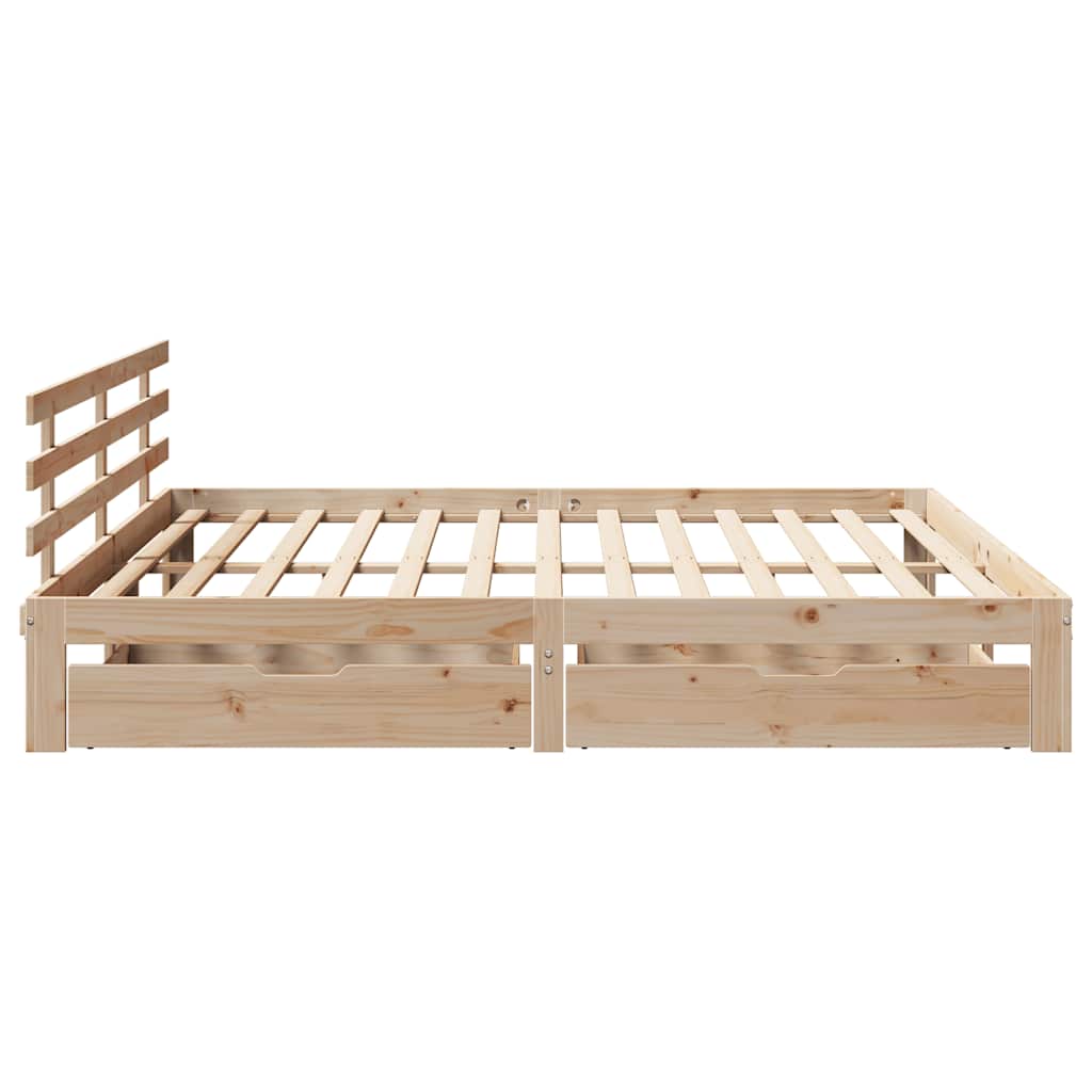 Bedframe met lades massief grenenhout 200x200 cm is nu te koop bij PeponiXL, paradijselijk wonen!