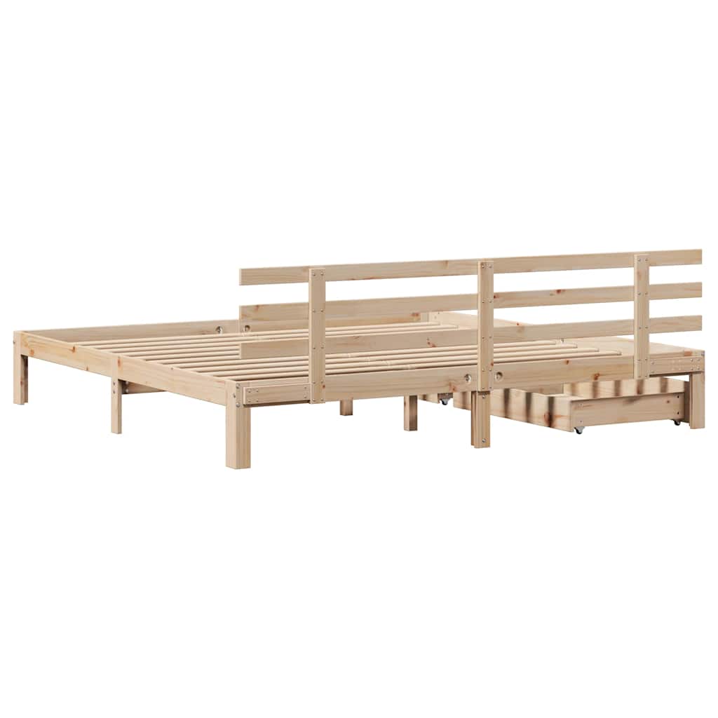 Bedframe met lades massief grenenhout 200x200 cm is nu te koop bij PeponiXL, paradijselijk wonen!