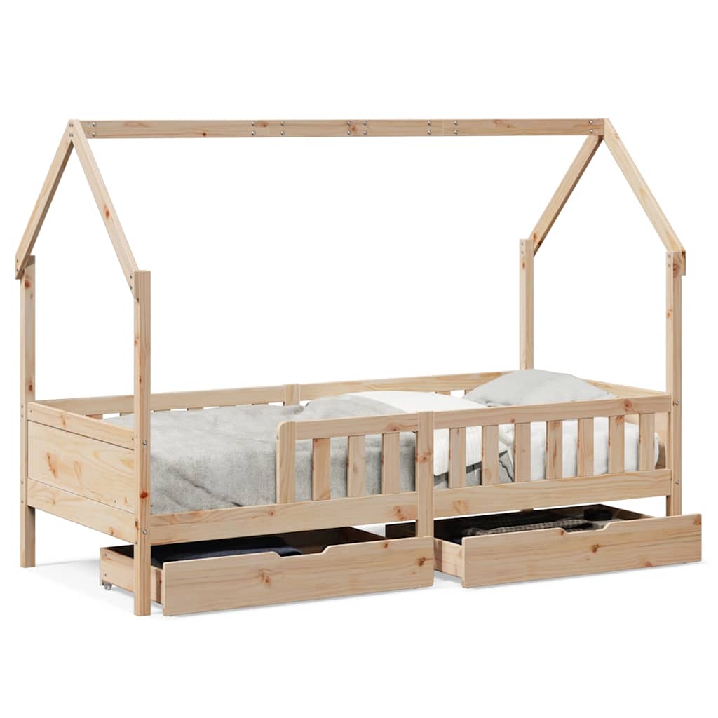 Kinderbedframe met lades 80x200 cm massief grenenhout is nu te koop bij PeponiXL, paradijselijk wonen!