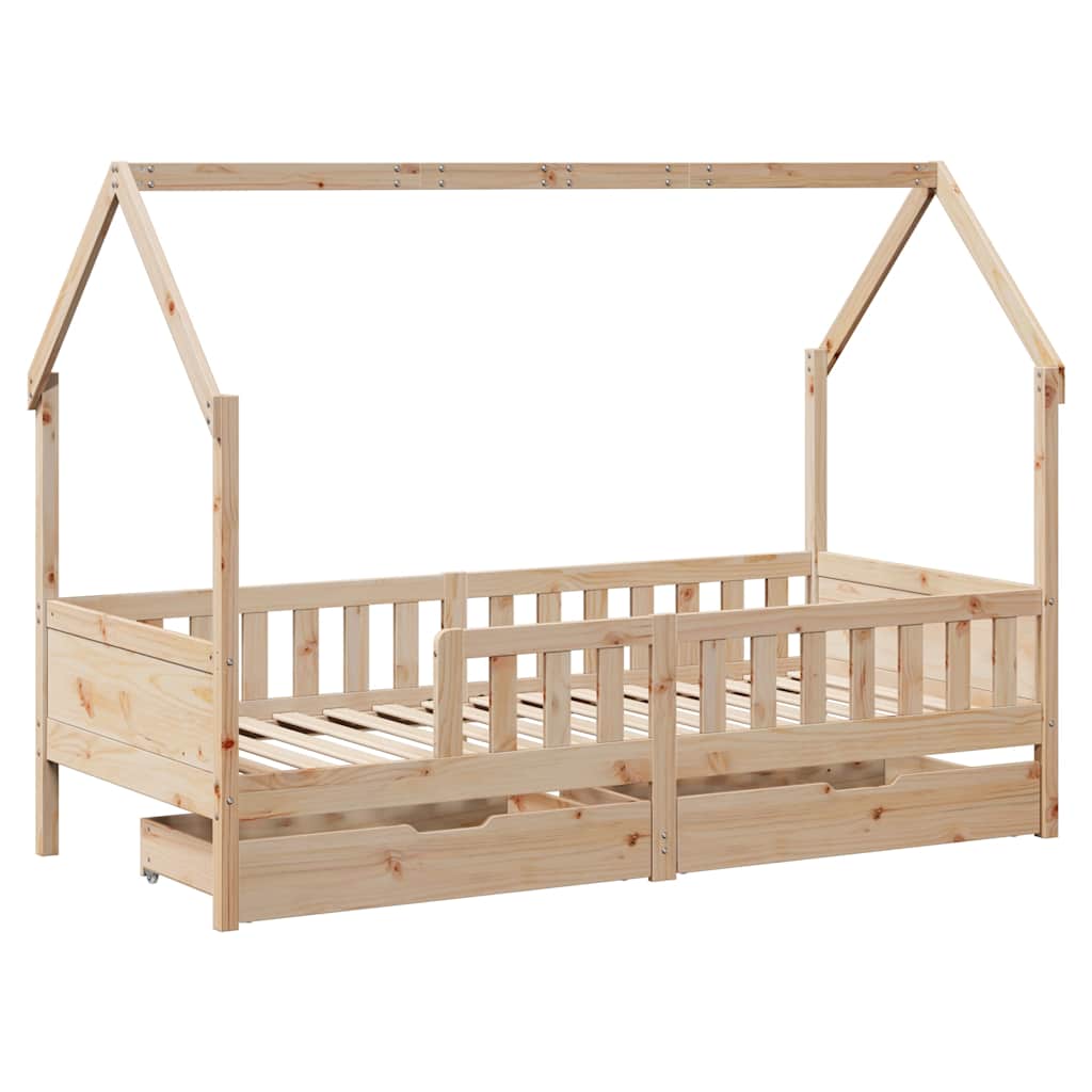 Kinderbedframe met lades 80x200 cm massief grenenhout is nu te koop bij PeponiXL, paradijselijk wonen!