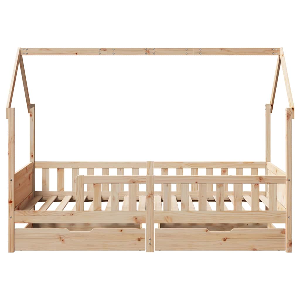 Kinderbedframe met lades 80x200 cm massief grenenhout is nu te koop bij PeponiXL, paradijselijk wonen!