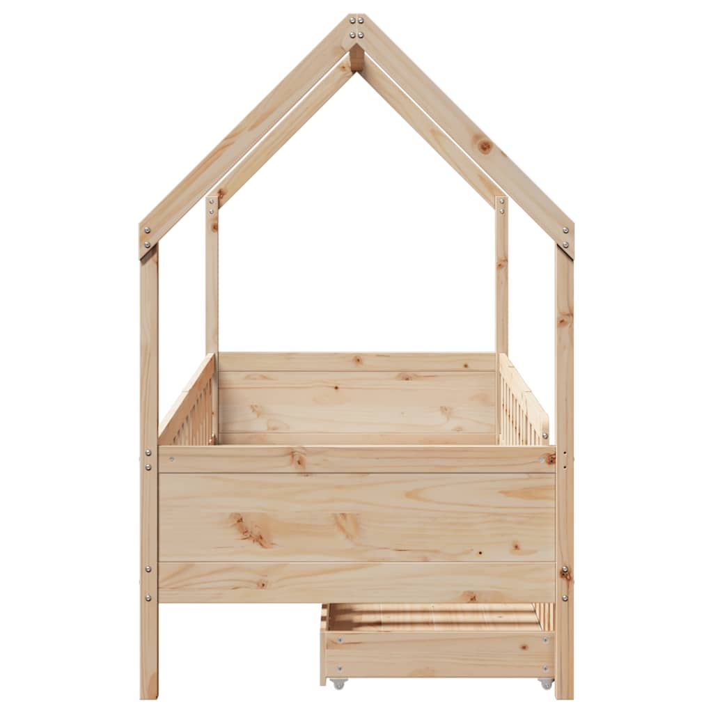 Kinderbedframe met lades 80x200 cm massief grenenhout is nu te koop bij PeponiXL, paradijselijk wonen!
