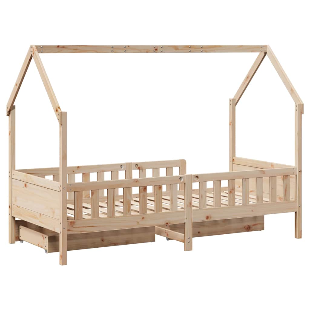 Kinderbedframe met lades 80x200 cm massief grenenhout is nu te koop bij PeponiXL, paradijselijk wonen!