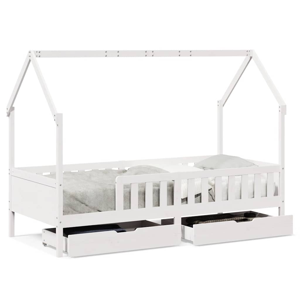 Kinderbedframe met lades 80x200 cm massief grenenhout is nu te koop bij PeponiXL, paradijselijk wonen!