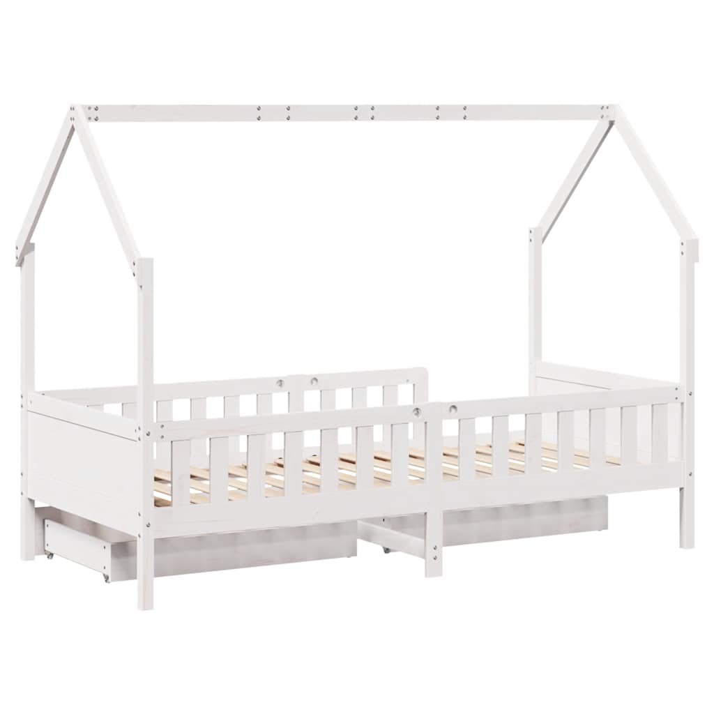 Kinderbedframe met lades 80x200 cm massief grenenhout is nu te koop bij PeponiXL, paradijselijk wonen!