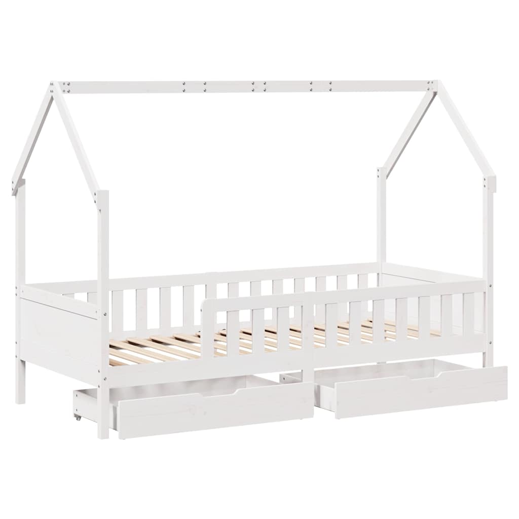 Kinderbedframe met lades 80x200 cm massief grenenhout is nu te koop bij PeponiXL, paradijselijk wonen!