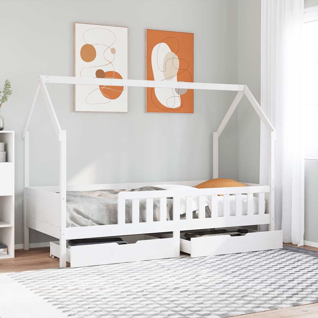 Kinderbedframe met lades 80x200 cm massief grenenhout is nu te koop bij PeponiXL, paradijselijk wonen!