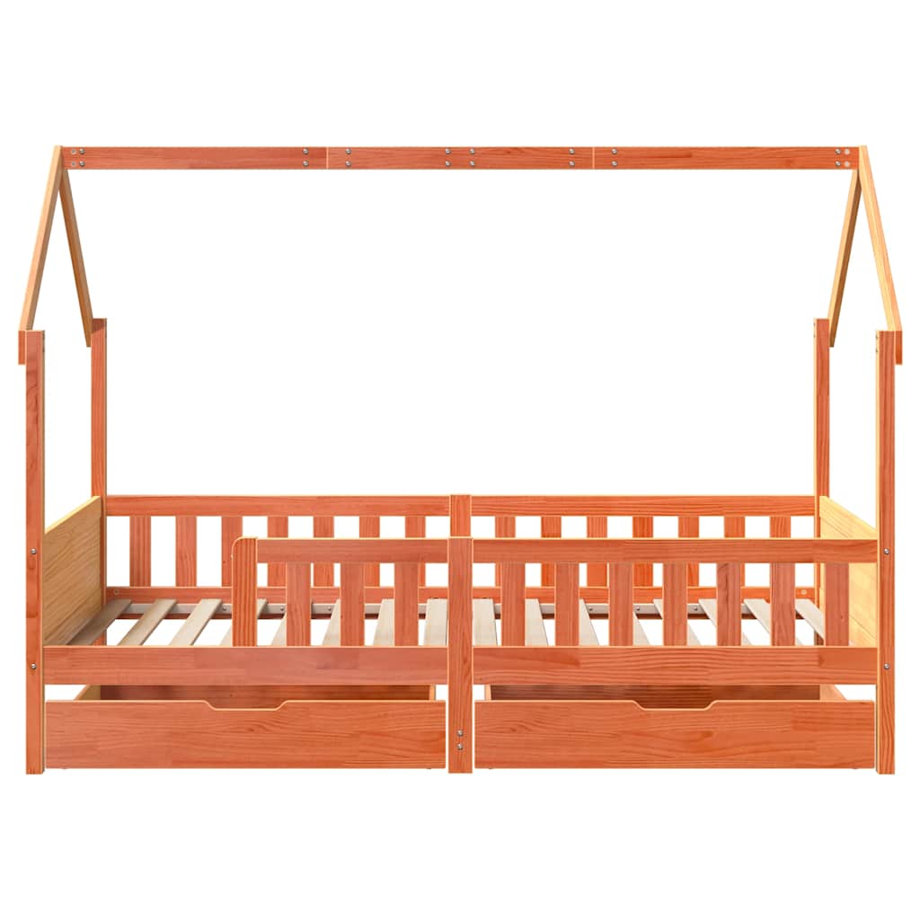 Kinderbedframe met lades 80x200 cm massief grenenhout is nu te koop bij PeponiXL, paradijselijk wonen!