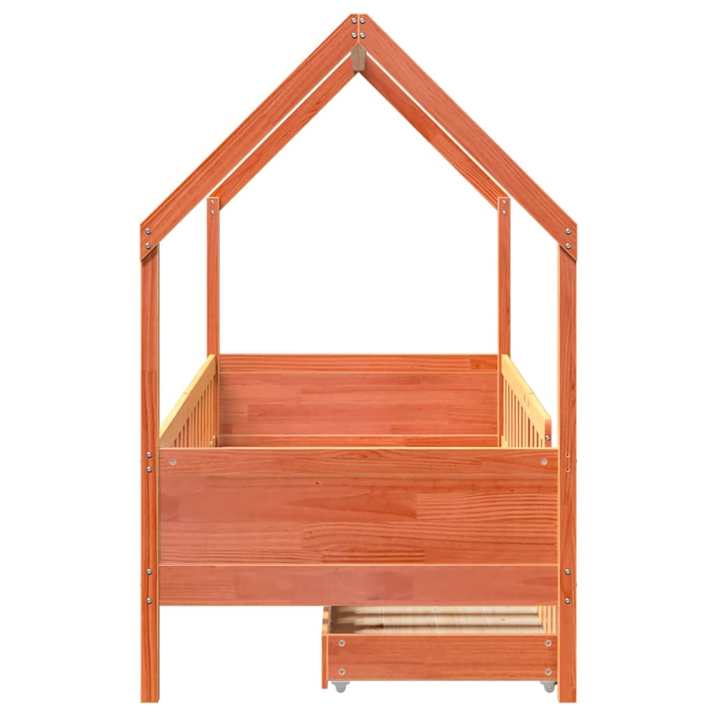 Kinderbedframe met lades 80x200 cm massief grenenhout is nu te koop bij PeponiXL, paradijselijk wonen!