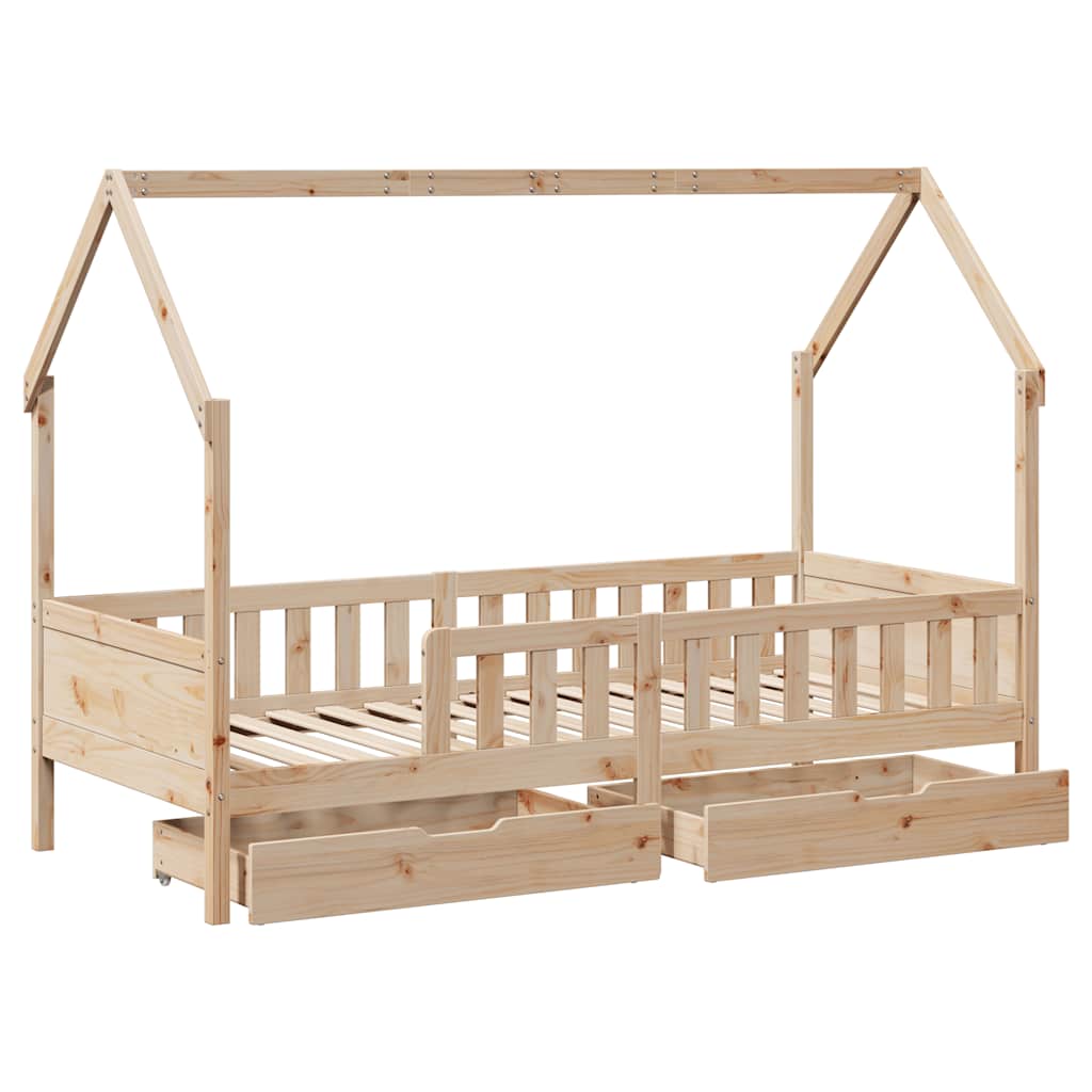 Kinderbedframe met lades 90x190 cm massief grenenhout is nu te koop bij PeponiXL, paradijselijk wonen!