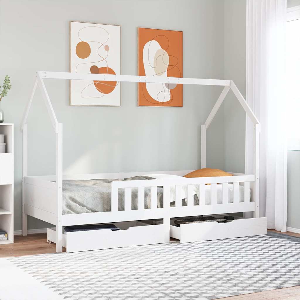 Kinderbedframe met lades 90x190 cm massief grenenhout is nu te koop bij PeponiXL, paradijselijk wonen!