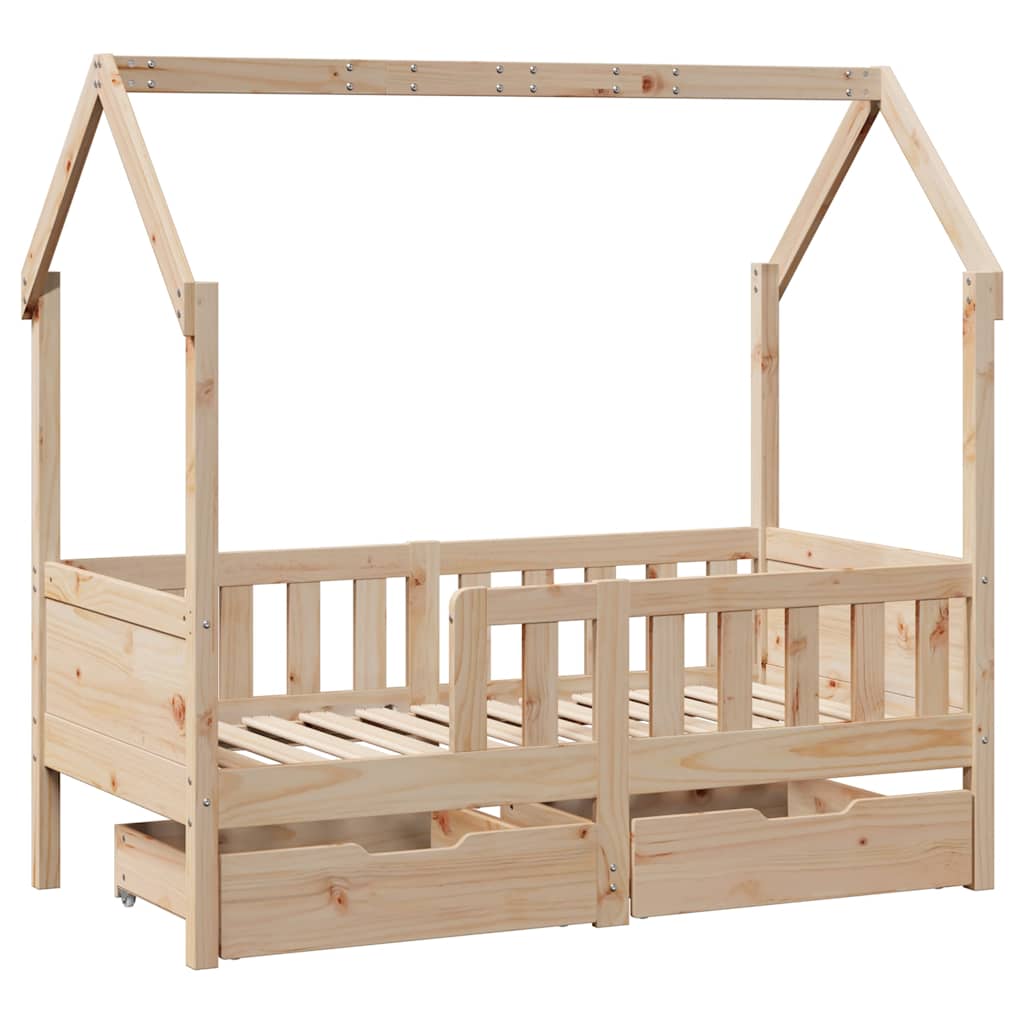 Kinderbedframe met lades 80x170 cm massief grenenhout is nu te koop bij PeponiXL, paradijselijk wonen!