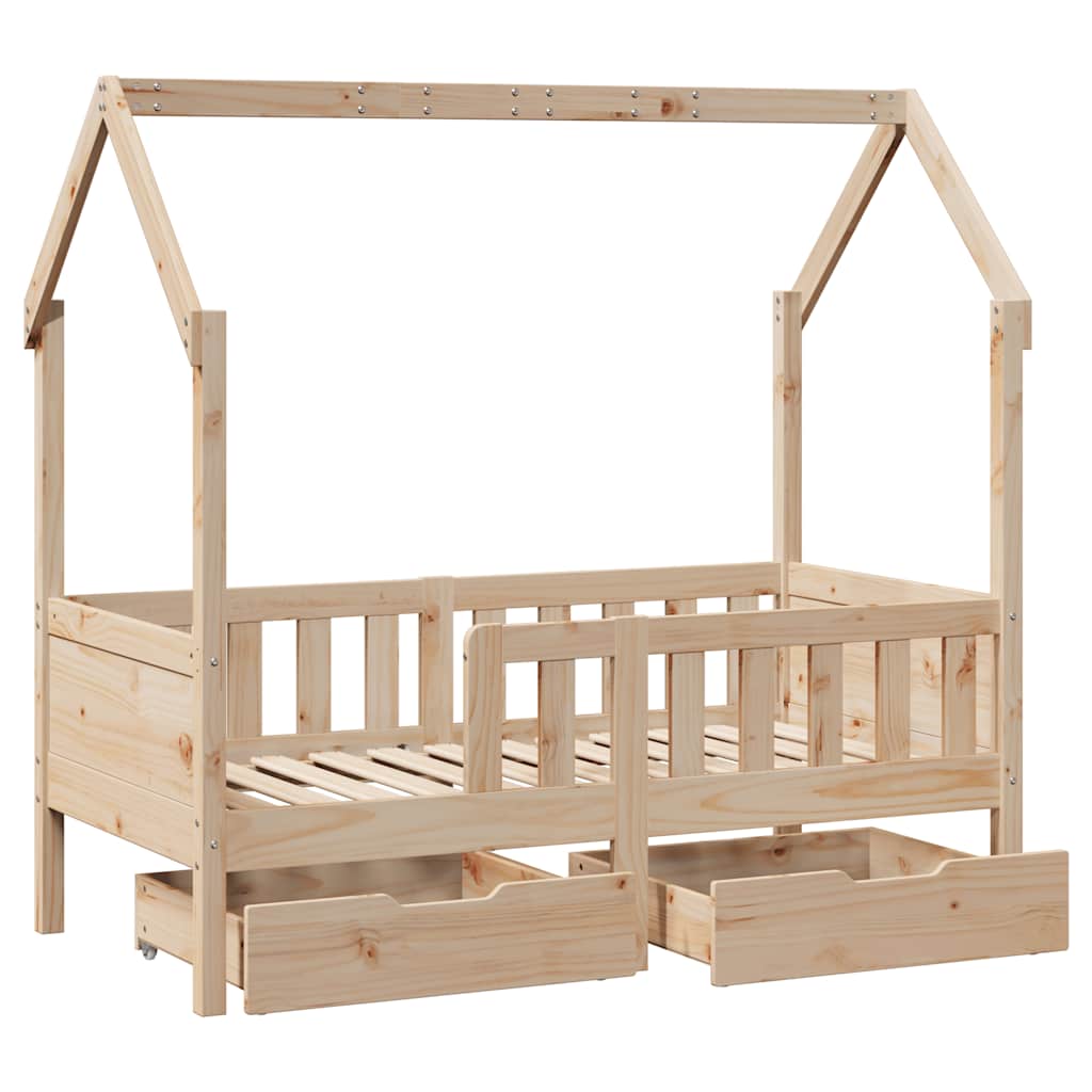 Kinderbedframe met lades 80x170 cm massief grenenhout is nu te koop bij PeponiXL, paradijselijk wonen!
