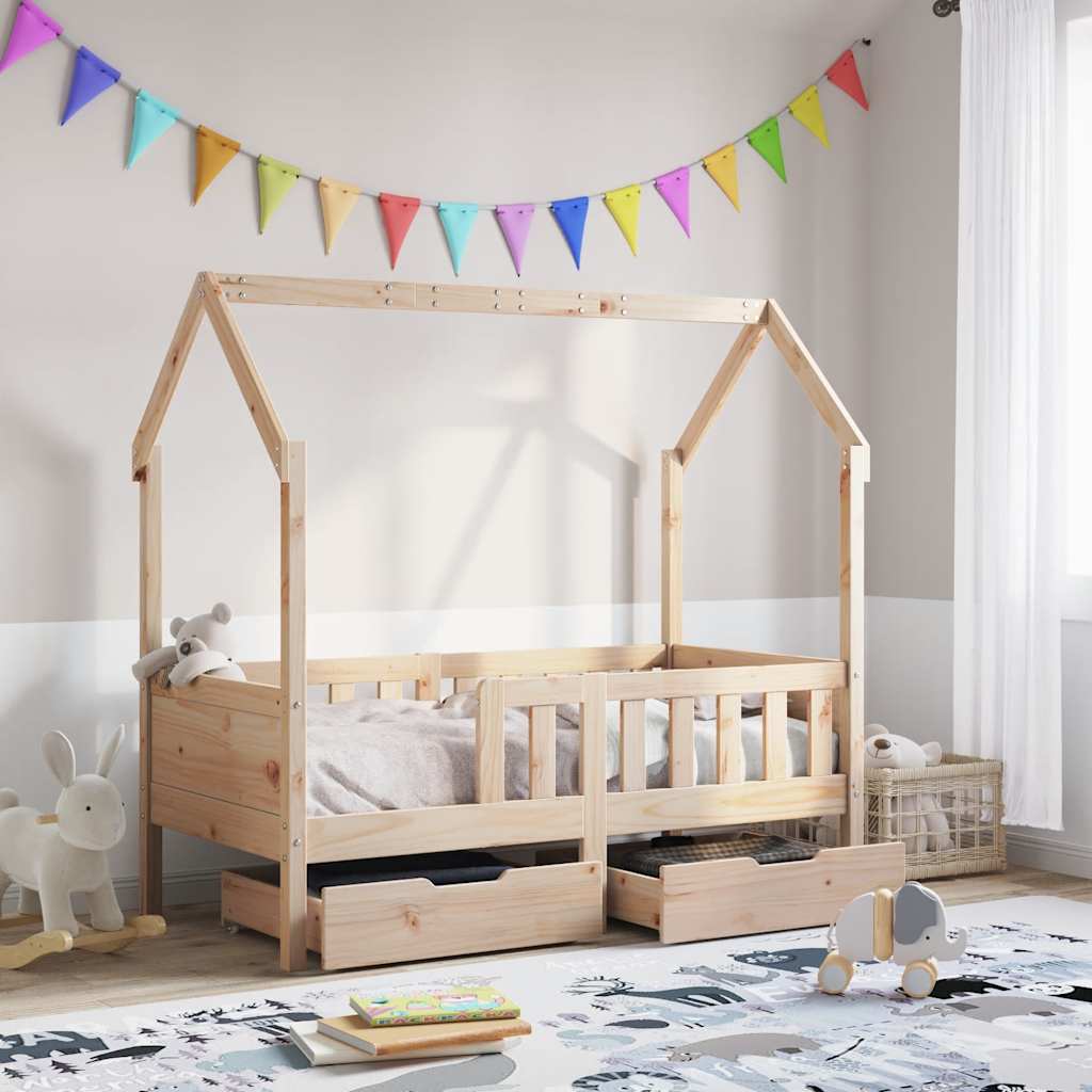 Kinderbedframe met lades 80x170 cm massief grenenhout is nu te koop bij PeponiXL, paradijselijk wonen!