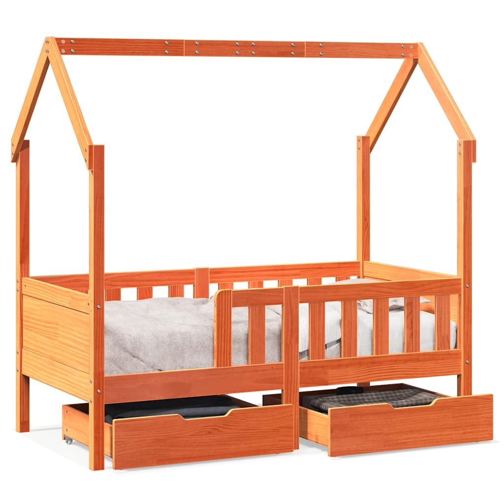 Kinderbedframe met lades 80x170 cm massief grenenhout is nu te koop bij PeponiXL, paradijselijk wonen!