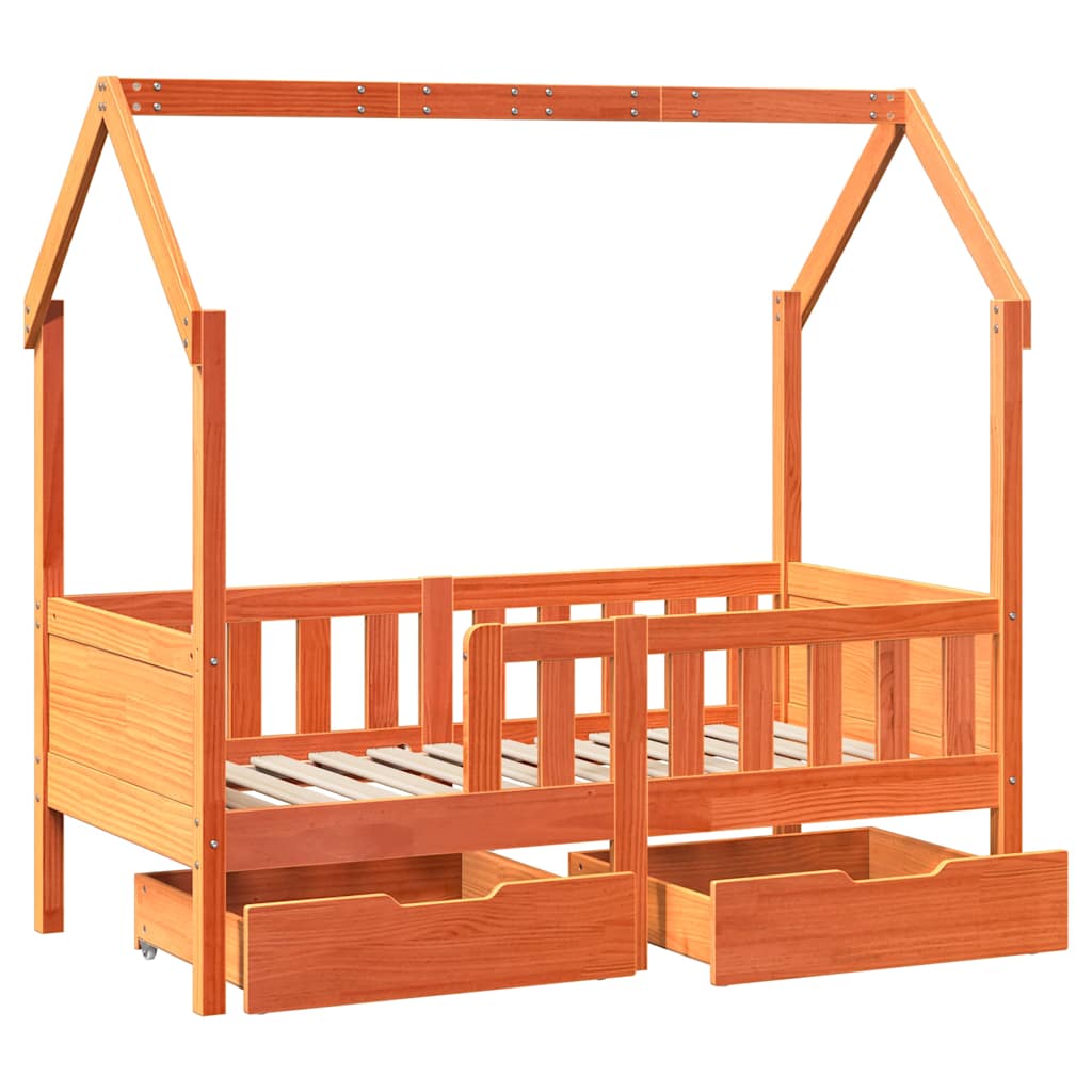 Kinderbedframe met lades 80x170 cm massief grenenhout is nu te koop bij PeponiXL, paradijselijk wonen!