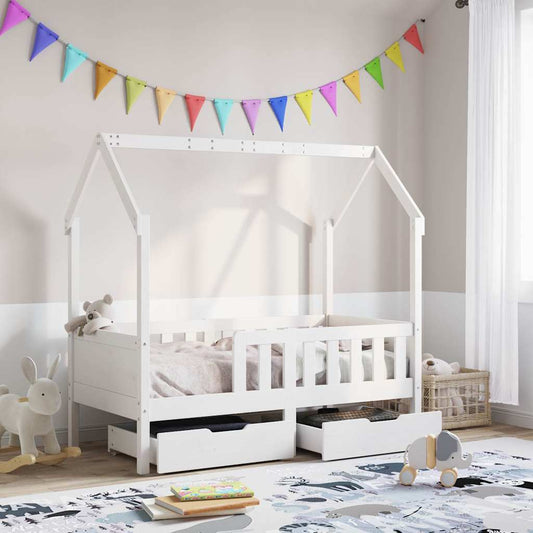 Kinderbedframe met lades 70x140 cm massief grenenhout is nu te koop bij PeponiXL, paradijselijk wonen!