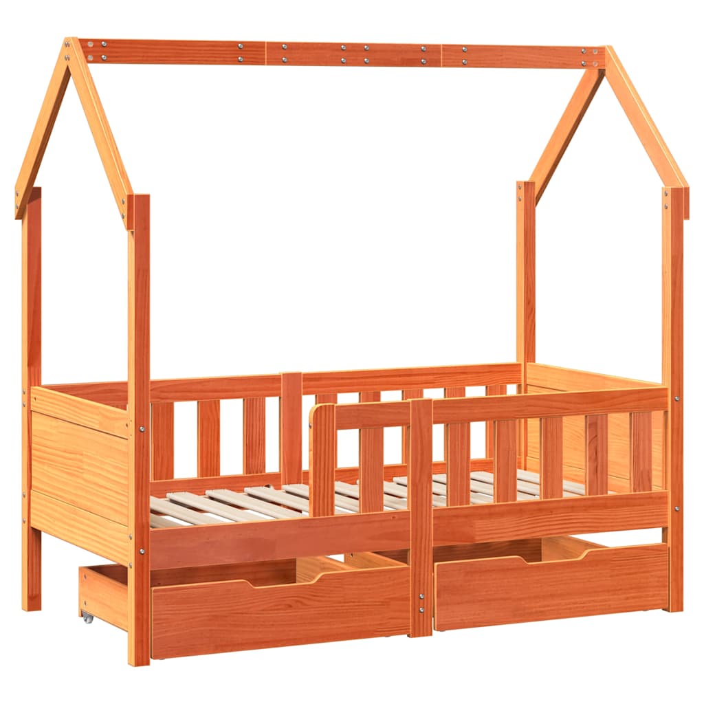 Kinderbedframe met lades 70x140 cm massief grenenhout is nu te koop bij PeponiXL, paradijselijk wonen!
