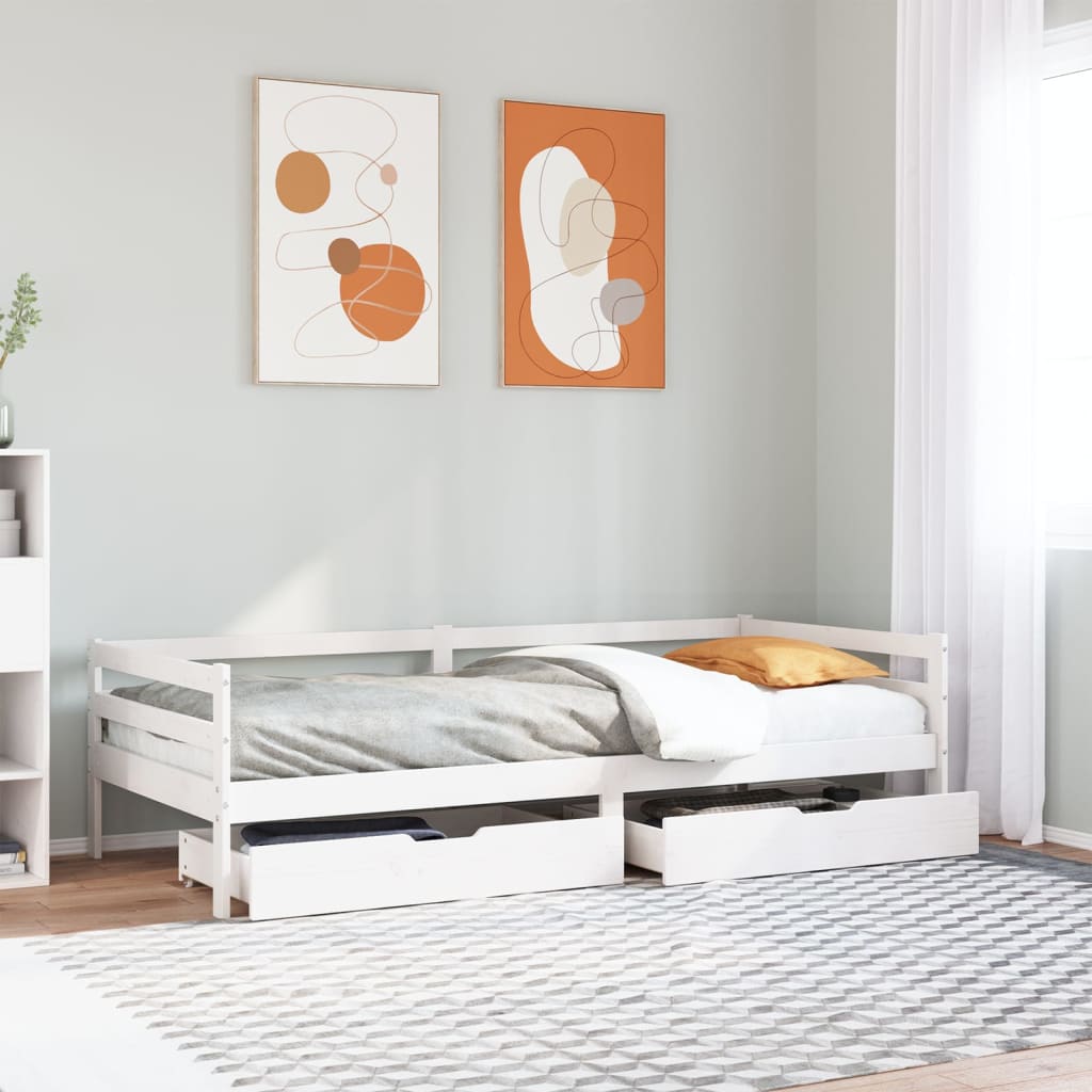 Slaapbank met lades 90x200 cm massief grenenhout is nu te koop bij PeponiXL, paradijselijk wonen!